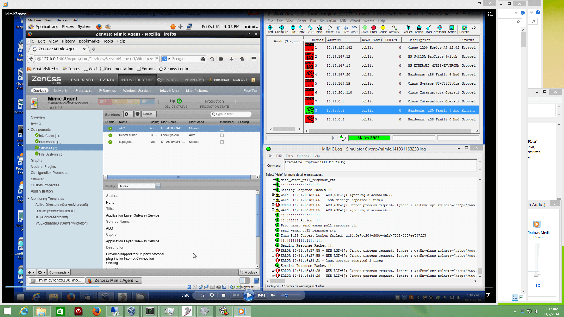 Zenoss Windows server with MIMIC Simulator
